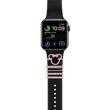 Casen Watch Akıllı Saat Uyumlu Kordon Takısı Şık Charm Seti Ayıcık ve Kurdele Figürlü Gold Aksesuar Süsü