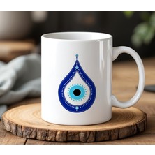 BB Design Nazar Tasarımlı Beyaz Seramik Baskılı Kupa Bardak 330 ml