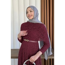 Molly Nelly Kadın Omzu Şal Detaylı Tül Astarlı Elbise