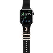 Casen Watch Akıllı Saat Uyumlu Kordon Takısı Şık Charm Seti Ay Figürlü Gold Aksesuar Süsü