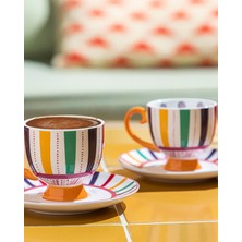 Renkli 2'li Bone China Kahve Fincan Takımı, 100 Ml, Şık Tasarım