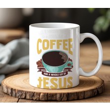 BB Design Coffee Jesus Tasarımlı Beyaz Seramik Baskılı Kupa Bardak 330 ml
