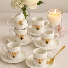 6 Kişilik 12 Parça Beyaz Porselen Kahve Fincan Seti, Sunum Fincanı 100ML