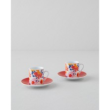 Renkli Porselen 4 Parça Kahve Fincan Takımı, 80 Ml, 2 Kişilik