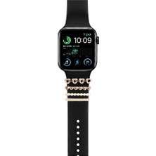 Casen Watch Akıllı Saat Uyumlu Kordon Takısı Şık Charm Seti Kalp Figürlü Gold Aksesuar Süsü