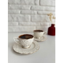 2'li Gold Detaylı Şık Türk Kahvesi Fincan Takımı, Kutusuz