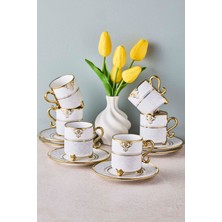 6 Kişilik Porselen Kahve Fincanı Takımı, Şık ve Zarif Tasarım