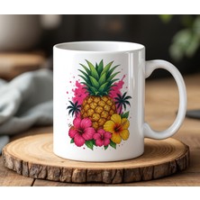 BB Design Ananas Tasarımlı Beyaz Seramik Baskılı Kupa Bardak 330 ml