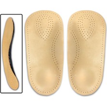İpekbazaar Hakiki Deri Ortopedik Yarım Tabanlık Bitkisel Tabaklanmış Ark & Kemer Destekli, Koku ve Ter Önleyici
