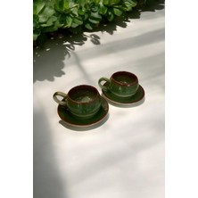 Şık 2 Kişilik Renkli Seramik Kahve Fincanı Seti, 4 Parça