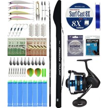 Yek Outdoor Yekoutdoor Pro Olta Seti Okuma Obsidian Super Light Tele Surf 420CM 100-220GR Olta Kamışı&okuma Azores 6000 Olta Makinesi