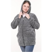  kapüşonlu polar welsoft peluş hırka - cepli kapüşonlu fermuarlı kışlık peluş hırka ceket