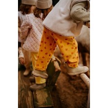 Kirazkids Elma Desenli Kadife Geniş Pantolon