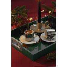 Şık Rüya 4 Parça Fincan Takımı, Zarif Platin Kaplama, Modern Tasarım