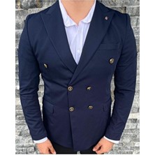 Sabri Zengin Erkek Kruvaze Slim Fit Blazer Ceket