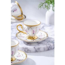 Şık 6 Kişilik Beyaz Kahve Fincanı Takımı, 90 Ml, Zarif ve Modern Tasarım