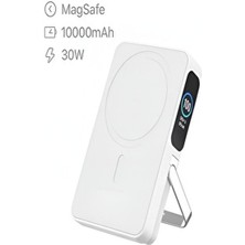 Deanb 10000MAH 30W Hızlı Şarjlı Dijital Göstergeli Taşınabilir Kablosuz Magsafe Powerbank Beyaz