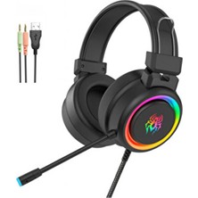 Deppo Trend Kulak Üstü Oyuncu Kulaklık Rgb Aydınlatmalı Gaming Ayarlanabilir USB 3.5mm Jack Mikrofonlu Kulaklık