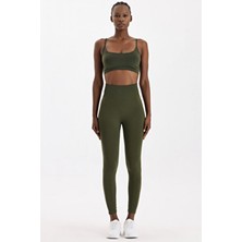 COMEUP Come Up Kadın Toparlayıcı Tayt Koyu Yaprak Yeşili Slim Fit Yüksek Bel Özellikli