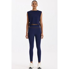 COMEUP Kontrast Biyeli Spor Tayt Oxford Blue