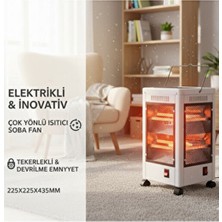 Evist Elektrikli & Inovatif 360° Çok Yönlü Isıtıcı Soba Fan (Yüksek 225X225X435MM