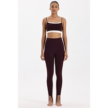 COMEUP Füzo Kadın Toparlayıcı Tayt Burgundy Uzun Siluete Sahip Dar Kalıp Tasarım