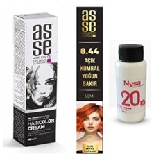 Asse 8.44 Açık Kumral Yoğun Bakır 60 ml Tüp Boya + Nysa Oksidan Krem 20 Volume (%6) 60 ml