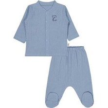 Civil Baby Ayıcık Baskılı 1-9 Ay Pijama Takımı - Mavi 9-12 Ay