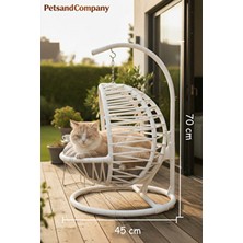 El Örgüsü Kedi Salıncağı Beyaz Hamak ve Yatak, Kadın Emeği Lüks Tasarım Kedi Evi, Minderli