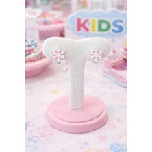 miraç gümüş takı atölyem 925 Ayar Gümüş Kar Taneli Mineli Kız Çocuk Küpe. (Klipsli)