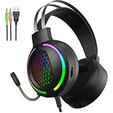 Deppo Trend Kulaküstü Oyuncu Kulaklık Rgb LED Işıklı Gaming Ayarlanabilir USB 3.5mm Jack Mikrofonlu Pc/ps/x-Box