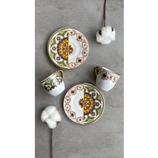 Kütahya Iki Desenli Çift Kişilik Seramik Kahve Fincan Takımı