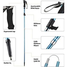 Renvox Alüminyum Katlanır Trekking Bastonu 105–125CM Mavi Ergonomik Yürüyüş İçin Kullanım Amacı