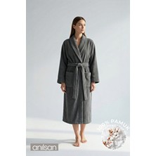 Anılsan Şalyaka Bornoz Antrasit %100 Pamuk Unisex Spa Için Ideal Kadın/erkek