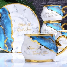 6'lı Nayv Blue Mavi Kahve Fincan Takımı, Şık ve Dayanıklı Tasarım