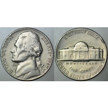 Banknoting Amerika 5 Cent 1969 D Jefferson Nıckel.
