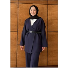 Molly Nelly Kadın Kemerli Kimono Astarlı Şık Ceket