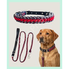Elar Aksesuar El Yapımı Deri ve Paracord Köpek Boyun & Gezdirme Tasması Seti – Örgü Strong 13