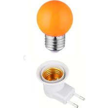 Puffin Anahtarlı Duy Fişli + 1W Tasarruflu E27 LED Gece Lambası Turuncu