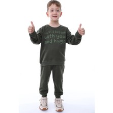 Kyex Kids Erkek Çocuk Alt Üst 3 Iplik Haki Eşofman Takımı