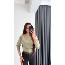 Avena Oysh Modal Kayık Yaka Likralı Bluz Yeşil