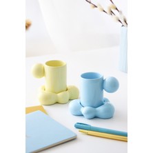 Bulgut Sarı Mavi 2'li El Yapımı Seramik Fincan Takımı