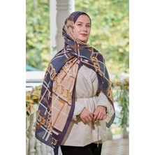 Lacivert Loryan Scarf Diamond Ekose Zincir Şal