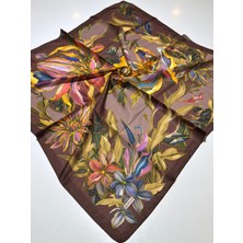 Çikolata Siyane Scarf Kaktüs Çiçeği Desen Eşarp