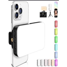 Şarjlı Rgb LED Selfie Işığı, Tripod Uyumlu, 360° Dönebilen Telefon Klipsli