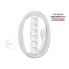 Viko 6'lı Topraklı Çocuk Korumalı Grup Priz 5 Metre Düz Fiş - Öznur Bakır Kablo