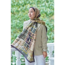 Siyah-Haki Loryan Scarf Diamond Ekose Zincir Şal