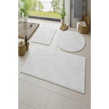 Raschel Carpet Bohem Emboss Premium Seri Kaymaz Taban Banyo Paspası Banyo Halısı