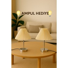 Evlight 2’li Maison Pileli Gümüş Abajur