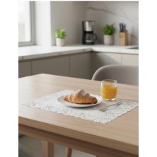 abnturk 40 × 30 cm 50 Adet Şık Dantel Görünümlü Kağıt Dikdörtgen Servis Sunum Altlığı Supla